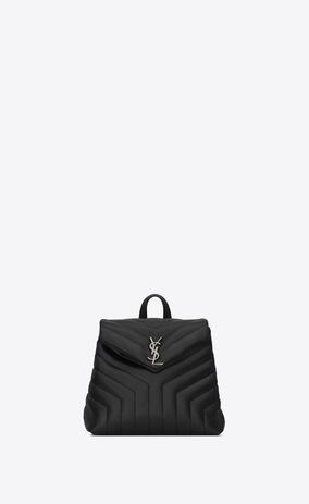 SAINT LAURENT Monogramme Loulou Woman Small LOULOU Backpack in Black "Y" Matelassé Leather a_V4